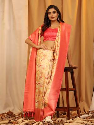 Silk Land  Red  Woven Design Art Silk Saree  5