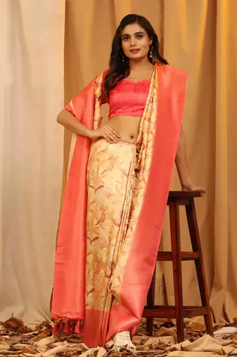 Silk Land  Red  Woven Design Art Silk Saree 