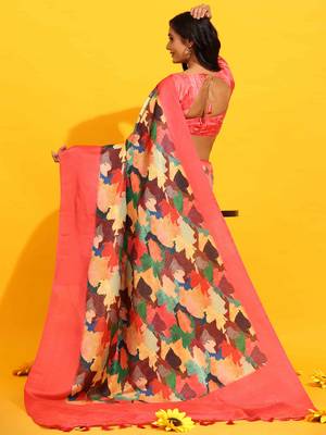 Silk Land  Pink  Woven Design Art Silk Saree  2