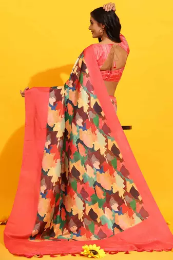 Silk Land  Pink  Woven Design Art Silk Saree 