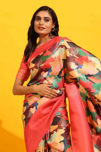 Silk Land  Pink  Woven Design Art Silk Saree 