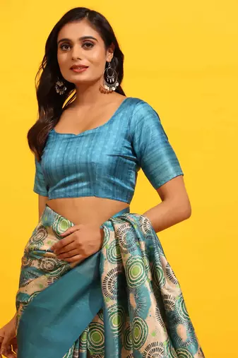 Silk Land  Turquoise Blue  Woven Design Art Silk Saree 