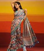 Silk Land  Turquoise Blue  Woven Design Art Silk Saree 