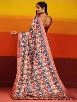 Silk Land  Pink  Woven Design Art Silk Saree  2