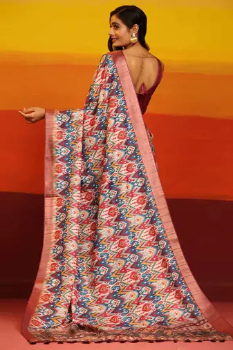 Silk Land  Pink  Woven Design Art Silk Saree 