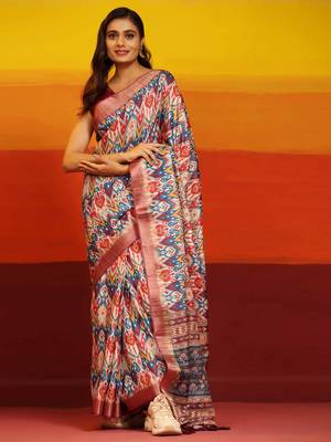 Silk Land  Pink  Woven Design Art Silk Saree  4