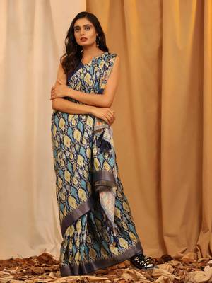Silk Land  White  Woven Design Art Silk Saree  1