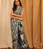 Silk Land  White  Woven Design Art Silk Saree 