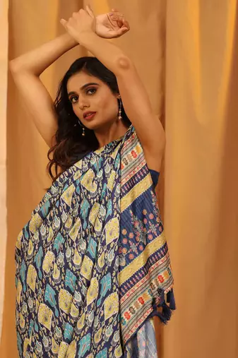 Silk Land  White  Woven Design Art Silk Saree 