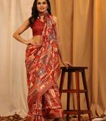 Silk Land  Cream  Woven Design Art Silk Saree 