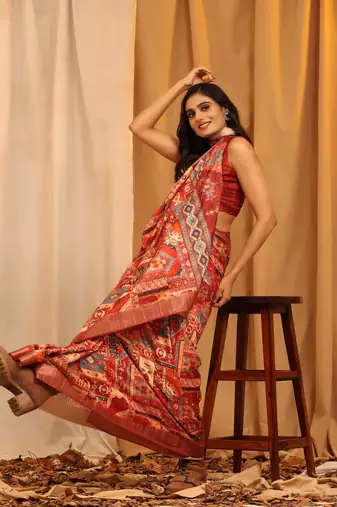 Silk Land  Cream  Woven Design Art Silk Saree 