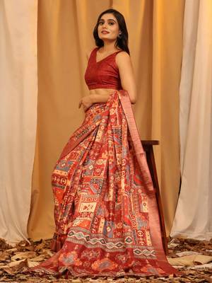 Silk Land  Cream  Woven Design Art Silk Saree  4