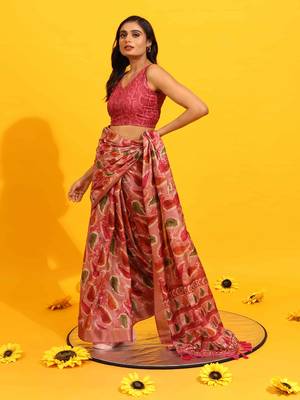 Silk Land  Green  Woven Design Art Silk Saree  3