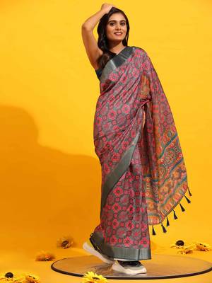 Silk Land  Red  Woven Design Art Silk Saree  1