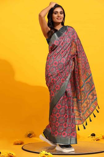 Silk Land  Red  Woven Design Art Silk Saree 