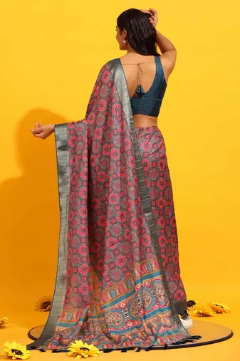 Silk Land  Red  Woven Design Art Silk Saree 