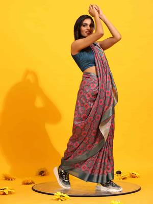 Silk Land  Red  Woven Design Art Silk Saree  5