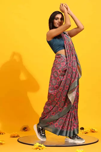 Silk Land  Red  Woven Design Art Silk Saree 