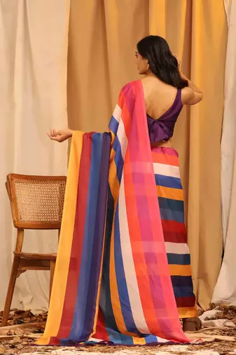 Silk Land  Multicolored  Printed Soft Silk Blend Saree 