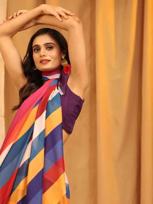 Silk Land  Multicolored  Printed Soft Silk Blend Saree  3
