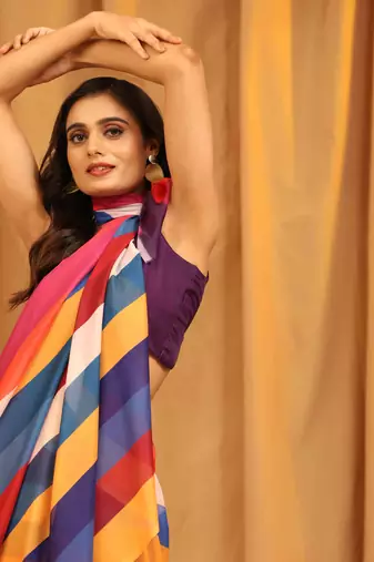 Silk Land  Multicolored  Printed Soft Silk Blend Saree 