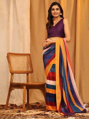 Silk Land  Multicolored  Printed Soft Silk Blend Saree  4