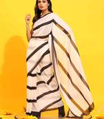 Silk Land  White  Printed Soft Silk Blend Saree 