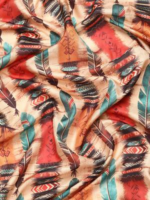 Silk Land  Beige  Digital Printed Art Silk Saree  5