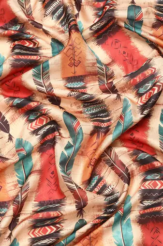 Silk Land  Beige  Digital Printed Art Silk Saree 