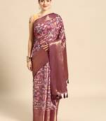 Silk Land  Purple  Digital Printed Art Silk Saree 