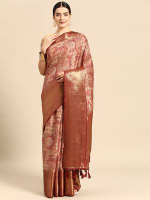 Silk Land  Maroon  Digital Printed Art Silk Saree  1