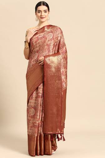 Silk Land  Maroon  Digital Printed Art Silk Saree 