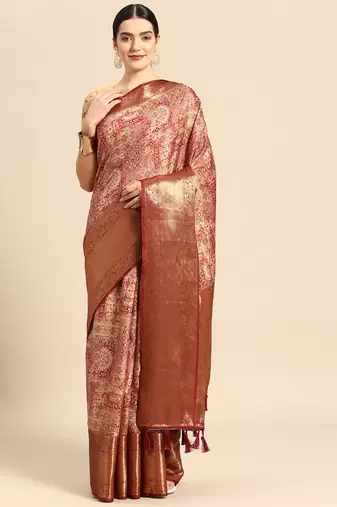 Silk Land  Maroon  Digital Printed Art Silk Saree 