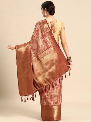 Silk Land  Maroon  Digital Printed Art Silk Saree  2
