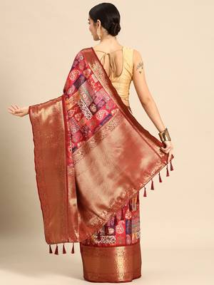 Silk Land  Multicolored  Digital Printed Art Silk Saree  2