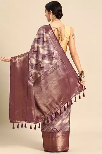 Silk Land  Beige  Digital Printed Art Silk Saree 