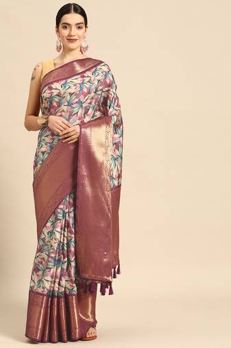 Silk Land  Multicolored  Digital Printed Art Silk Saree 
