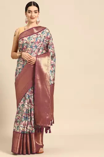 Silk Land  Multicolored  Digital Printed Art Silk Saree 