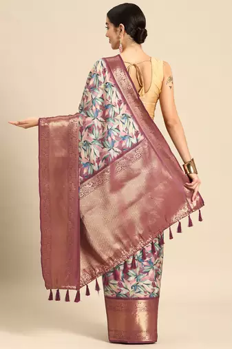 Silk Land  Multicolored  Digital Printed Art Silk Saree 