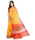 YELLOW HANDWOVEN SILK COTTON JAMDANI WORK TRADITIONAL SAREE