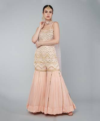 Gold embellished gharara set 1