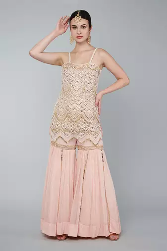Gold embellished gharara set