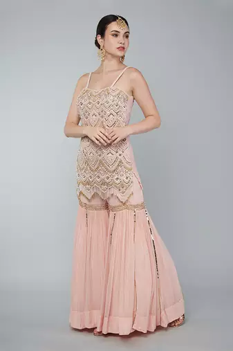 Gold embellished gharara set