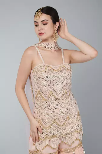 Gold embellished gharara set