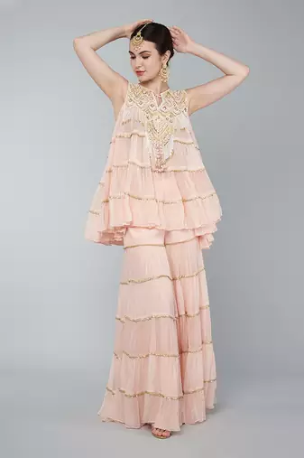 Gold embellished plazzo set