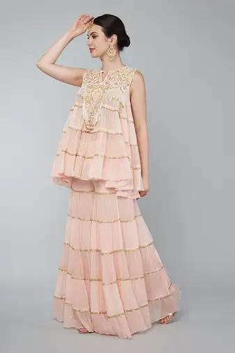 Gold embellished plazzo set