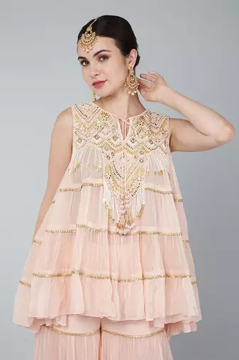 Gold embellished plazzo set