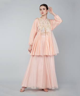 Gold embellished tunic and plazzo set 1