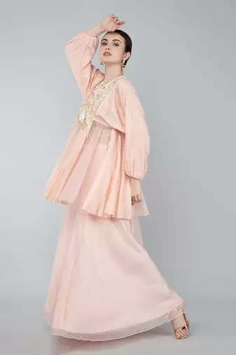 Gold embellished tunic and plazzo set