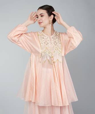 Gold embellished tunic and plazzo set 4